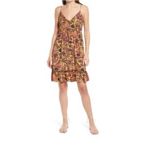 Raga NEW Tropic Royalty Floral Ruffle Mini Dress Size Medium